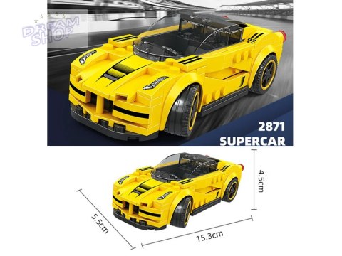 Klocki techniczne Sportowe auto ŻÓŁTE 143-elementy + naklejki ZA5742
