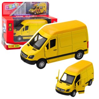 Samochód Dostawczy Metalowy Z Napędem Pull Back Światła Dźwięki Żółty 1:32
