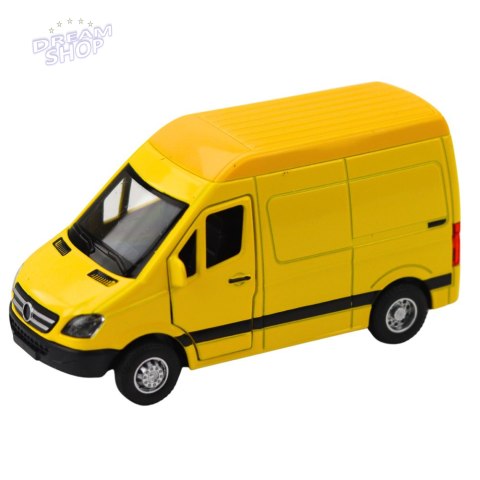 Samochód Dostawczy Metalowy Z Napędem Pull Back Światła Dźwięki Żółty 1:32
