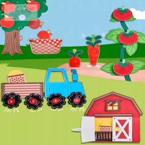 Sensoryczna filcowa książeczka dla dzieci farma zwierzątka na rzepy Montessori