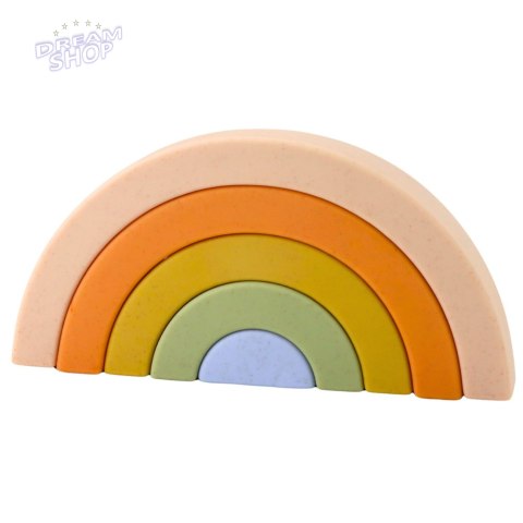 Tęczowa Układanka Dla Malucha Klocki Gumowe Pastelowe 5 szt.