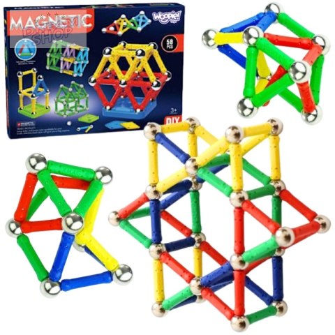 WOOPIE Klocki Magnetyczne Konstrukcyjne 3D 58 el.
