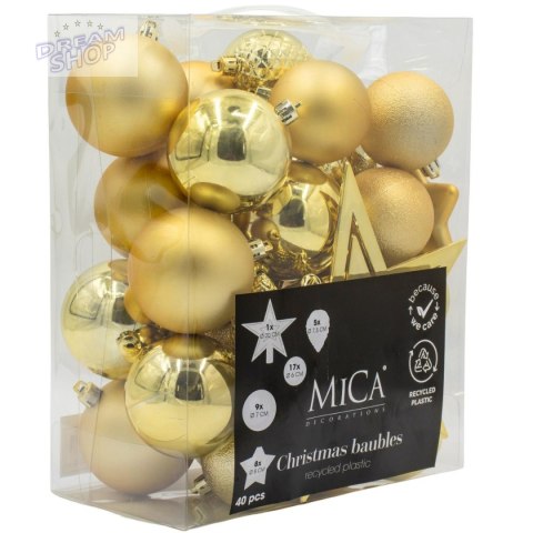BOMBKA DEKORACYJNA PLASTIKOWA BEZPIECZNA 40SZT ZŁOTA MICA