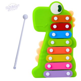 Cymbałki Instrument Muzyczny Dla Malucha 8 Płytek Dinozaur Zielony