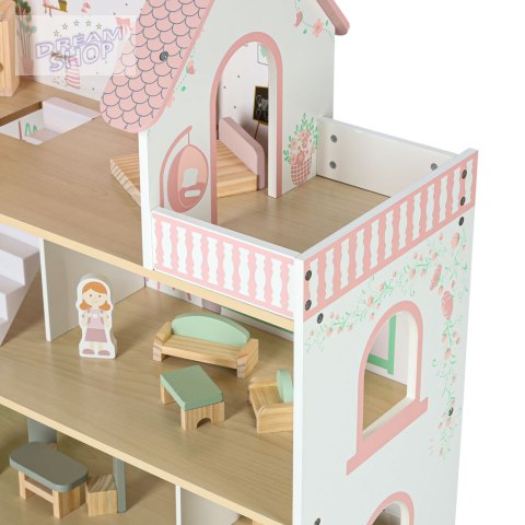Domek dla lalek drewniany LULILO Peonio 70cm LED róż