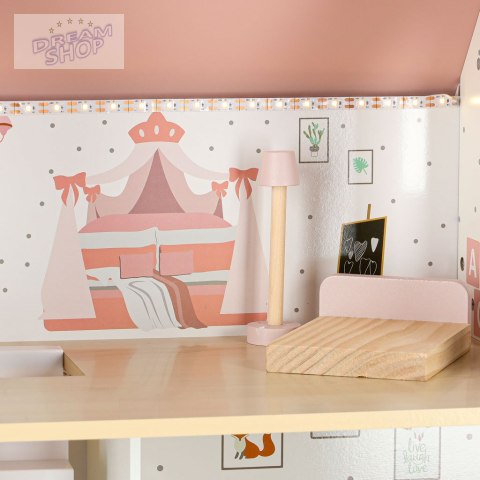 Domek dla lalek drewniany LULILO Peonio 70cm LED róż