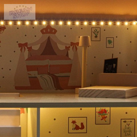 Domek dla lalek drewniany LULILO Peonio 70cm LED róż