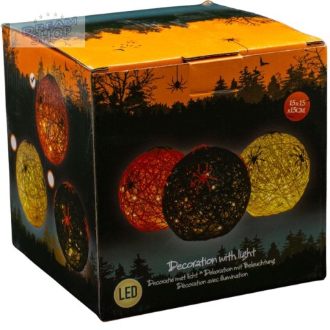 KULA DEKORACYJNA LAMPKA Z PAJĄKIEM LED 15CM HALLOWEEN BIAŁA