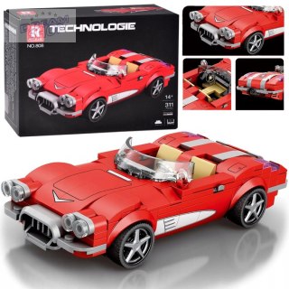 Klocki techniczne Retro auto CZERWONY KABRIOLET z lat 50. 311-ele ZA5790