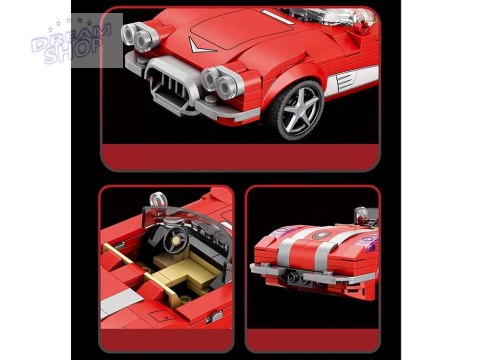 Klocki techniczne Retro auto CZERWONY KABRIOLET z lat 50. 311-ele ZA5790