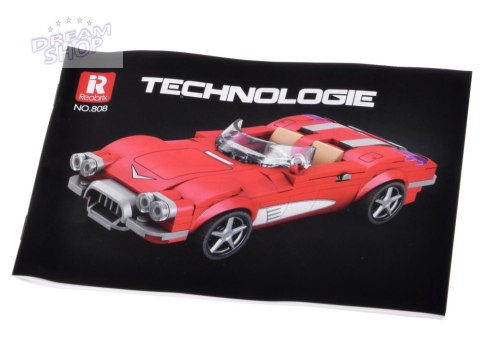 Klocki techniczne Retro auto CZERWONY KABRIOLET z lat 50. 311-ele ZA5790