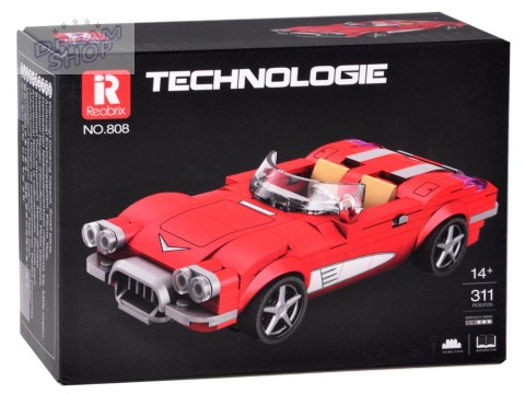 Klocki techniczne Retro auto CZERWONY KABRIOLET z lat 50. 311-ele ZA5790