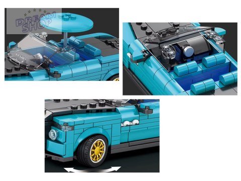 Klocki techniczne Retro auto NIEBIESKI KABRIOLET złote felgi 417-ele ZA5788
