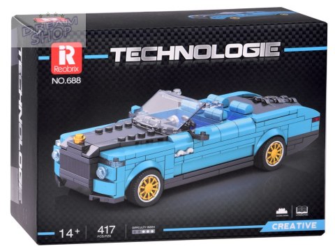 Klocki techniczne Retro auto NIEBIESKI KABRIOLET złote felgi 417-ele ZA5788