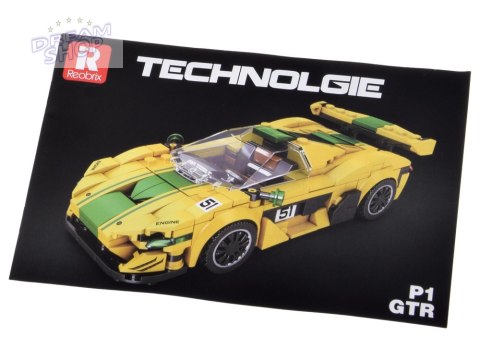 Klocki techniczne Sportowe auto P1 GTR ŻÓŁTO-ZIELONE 368-ele ZA5781