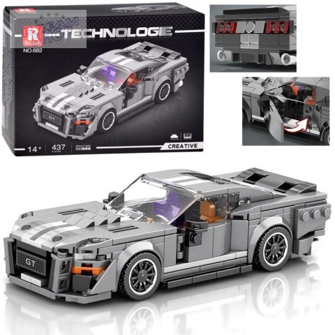Klocki techniczne Sportowe auto SZARE z lat 60. 437-ele ZA5783