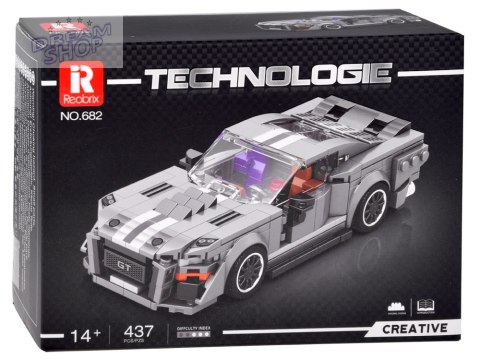 Klocki techniczne Sportowe auto SZARE z lat 60. 437-ele ZA5783