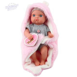 Lalka Bobas W Szarej Piżamce Z Kocykiem Króliczkiem Różowy 23cm