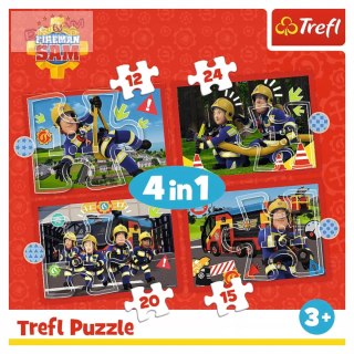 Puzzle 4w1 Strażak Sam, Przygody Strażaka Sama 4 układanki Trefl 34632
