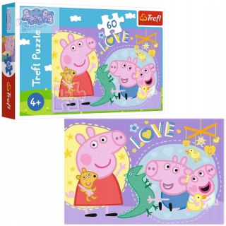 Puzzle Szczęśliwa świnka, Świnka Peppa 60 elementów Trefl 17414