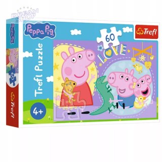 Puzzle Szczęśliwa świnka, Świnka Peppa 60 elementów Trefl 17414