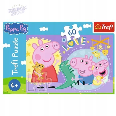 Puzzle Szczęśliwa świnka, Świnka Peppa 60 elementów Trefl 17414