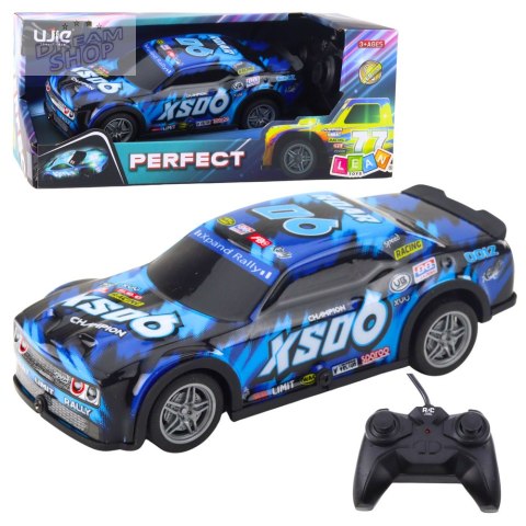 Samochód Wyścigowy Zdalnie Sterowany RC Świecąca Obudowa Czarno-Niebieski