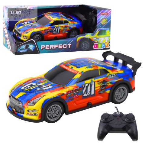 Samochód Wyścigowy Zdalnie Sterowany RC Świecąca Obudowa Niebiesko-Żółty