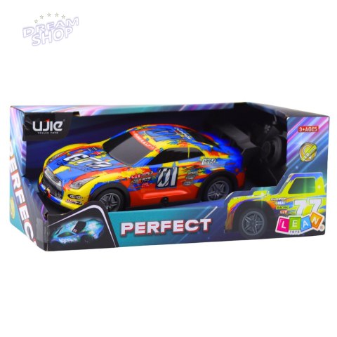 Samochód Wyścigowy Zdalnie Sterowany RC Świecąca Obudowa Niebiesko-Żółty