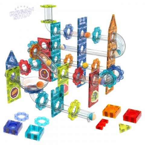 WOOPIE Klocki Magnetyczne Konstrukcyjne 3D Zestaw Edukacyjny Tor Kulkowy 113 el.