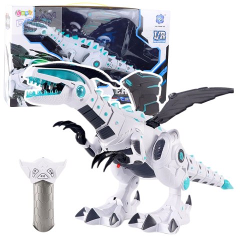 Zdalnie Sterowany Robot RC Dinozaur Światła Dźwięki Biały