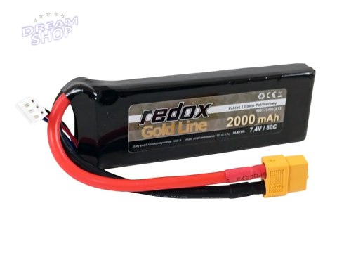 Akumulator Redox Gold Line 2000 mAh 7,4V 80C XT-60 - pakiet LiPo