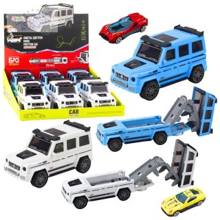 Auto Terenowe Metalowe Ukryty Samochodzik Światło Dźwięk Biały Niebieski