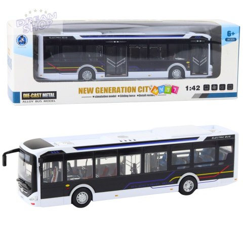 Autobus Metalowy Miejski Światła Dźwięk 1:42 Biały