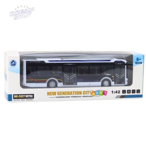 Autobus Metalowy Miejski Światła Dźwięk 1:42 Biały