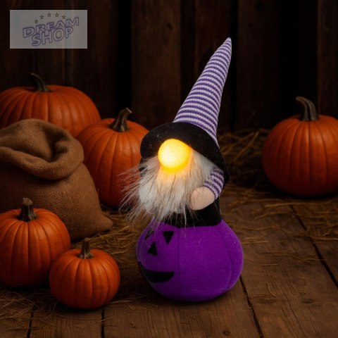 FIGURKA DEKORACYJNA NA DYNI 25CM LED HALLOWEEN FIOLET