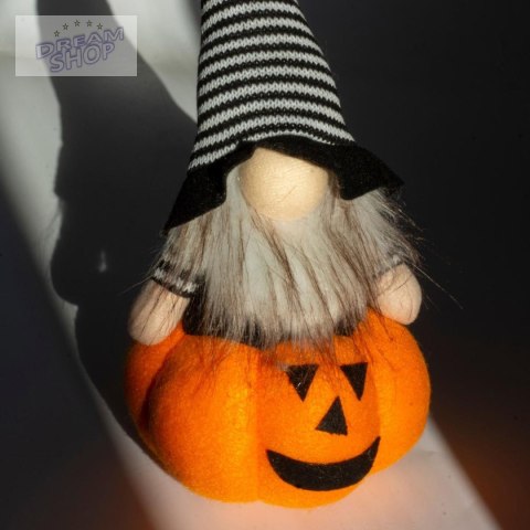FIGURKA DEKORACYJNA NA DYNI 35CM LED HALLOWEEN POMARAŃCZOWY