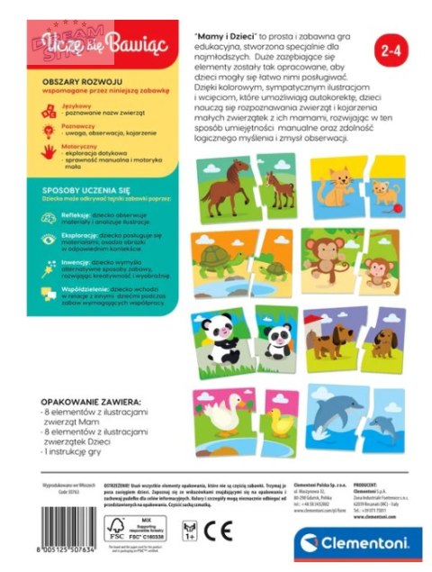 Gra edukacyjna Puzzle Mamy i Dzieci Język Polski Zwierzęta Uczę się Bawiąc Clementoni 50763