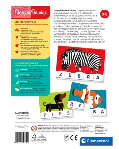Gra edukacyjna Puzzle Moje Pierwsze Słowa Uczę się Bawiąc Język Polski Clementoni 50770