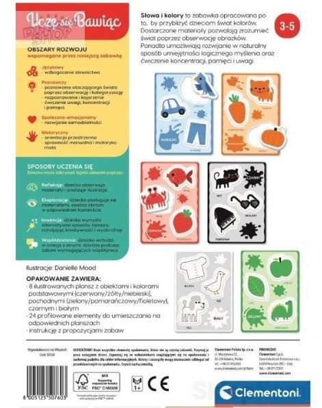 Gra edukacyjna Słowa i Kolory Uczę się Bawiąc Język Polski Clementoni 50760