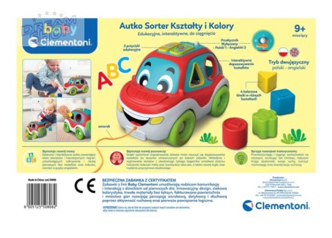 Interaktywne Autko Sorter Kształty i Kolory Język Polski i Angielski Clementoni 50808