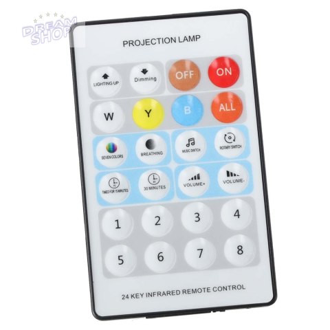 Lampka nocna projektor gwiazd LED USB obrotowy 6 motywów pilot królik