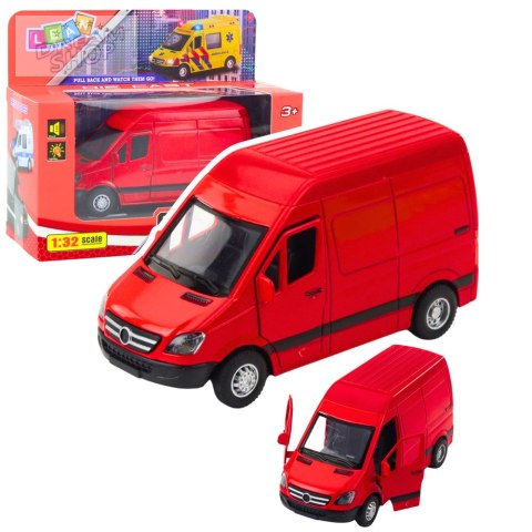 Samochód Dostawczy Metalowy Czerwony 1:32 Światła Dźwięki
