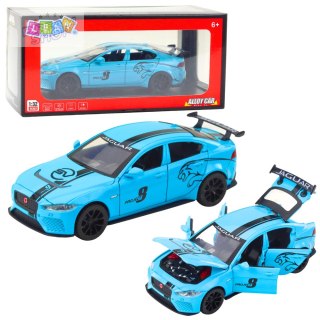 Samochód Metalowy Jaguar Światła Dżwieki Niebieski