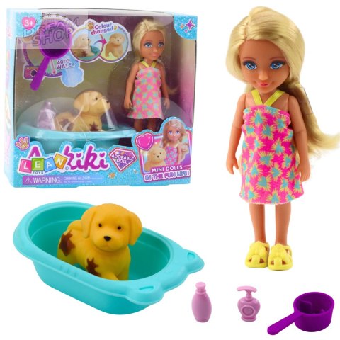 Zestaw Lalka Piesek Wanna Kąpiel Akcesoria Interaktywne Dla Dziewczynek