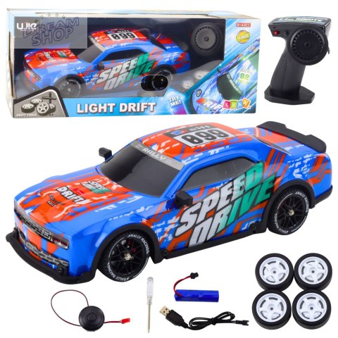 Auto Sportowe Zdalnie Sterowane RC Podświetlana Karoseria Drift Niebieskie
