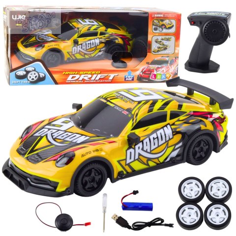 Auto Sportowe Zdalnie Sterowane RC Podświetlana Karoseria Drift Żółty