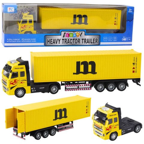 Ciężarówka Z Kontenerem Metalowa Kabina Napęd Pull Back Żółta