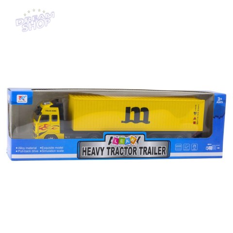 Ciężarówka Z Kontenerem Metalowa Kabina Napęd Pull Back Żółta