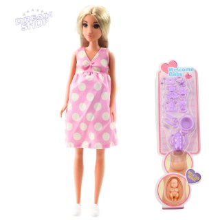 Lalka Anlily W Ciąży Sukienka W Kropki Akcesoria Dziecko